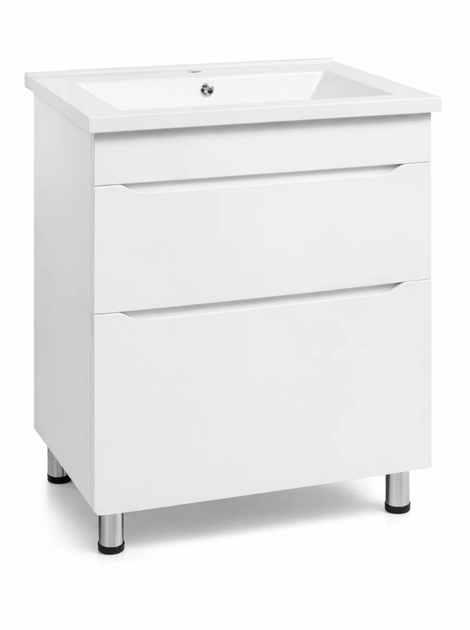 Тумба з умивальником Sanwest Мальта Т-8 80 см, біла, МДФ, з умивальником Adamant Cers 80, штучний камінь - изображение 2