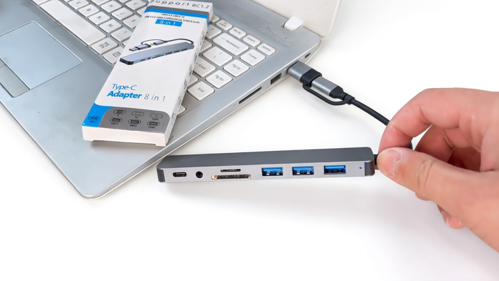 Адаптер-Хаб 8 в 1 USB Type-C, мультифункціональний концентратор, Hub, кардрідер, перехідник, розгалужувач - зображення 12