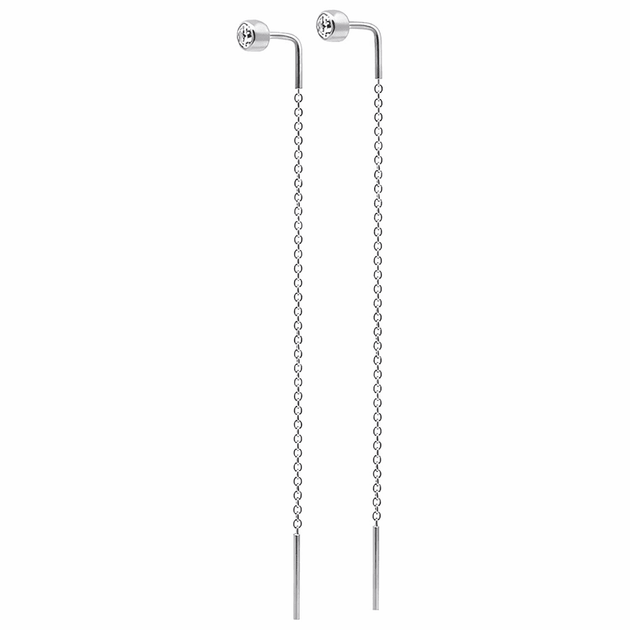Серьги-протяжки из белого золота (з40076.1) - Фото 1 Серьги-протяжки из белого золота (з40076.1) - изображение 1