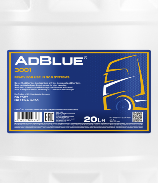 Присадка к дизельному топливу Fanfaro AdBlue мочевина 20 л (AD3001-20) - Фото 2 Присадка к дизельному топливу Fanfaro AdBlue мочевина 20 л (AD3001-20) - изображение 2