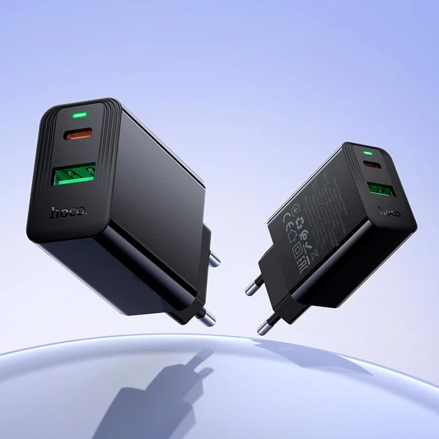 Адаптер сетевой HOCO C to C cable Leader charger set CS94A |1USB/1Type-C, PD/QC, 20W/3A| Black - Фото 8 Адаптер сетевой HOCO C to C cable Leader charger set CS94A |1USB/1Type-C, PD/QC, 20W/3A| Black - изображение 8