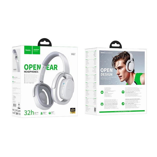 Бездротові відкриті навушники HOCO W67 Rhyme Open White Grey Bluetooth 5.4 до 32 годин роботи (26776) - Фото 4 Бездротові відкриті навушники HOCO W67 Rhyme Open White Grey Bluetooth 5.4 до 32 годин роботи (26776) - зображення 4