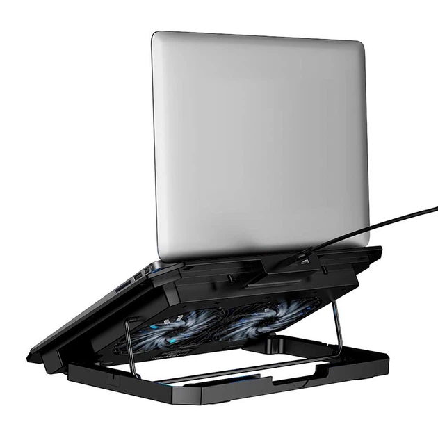 Кулер для Ноутбука HOCO Jade laptop cooling stand GA4 |12-17", RGB, 7 level, 2 Fans| Black - Фото 4 Кулер для Ноутбука HOCO Jade laptop cooling stand GA4 |12-17", RGB, 7 level, 2 Fans| Black - изображение 4