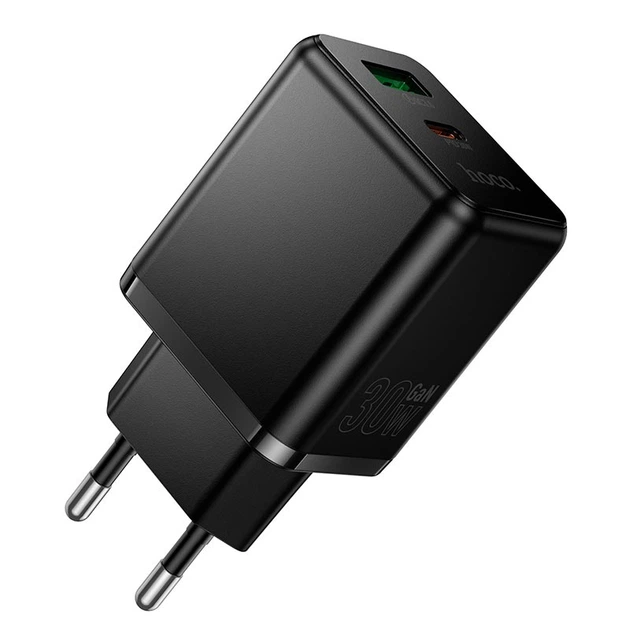 Адаптер сетевой HOCO Smart multi-protocol charger C157A |1USB\1Type-C, PD/QC, 30W/3A\Black - Фото 3 Адаптер сетевой HOCO Smart multi-protocol charger C157A |1USB\1Type-C, PD/QC, 30W/3A\Black - изображение 3