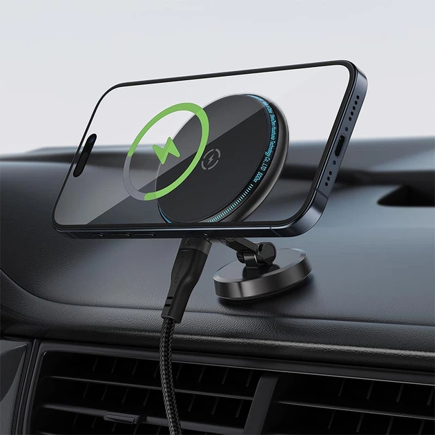 Тримач ACEFAST magnetic folding wireless charging car holder D30 |15W| Black - Фото 5 Тримач ACEFAST magnetic folding wireless charging car holder D30 |15W| Black - зображення 5