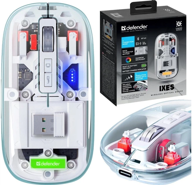 Mysz Defender IXES MM-999 Wireless/Bluetooth Silent (4745090825008) - obraz 8
