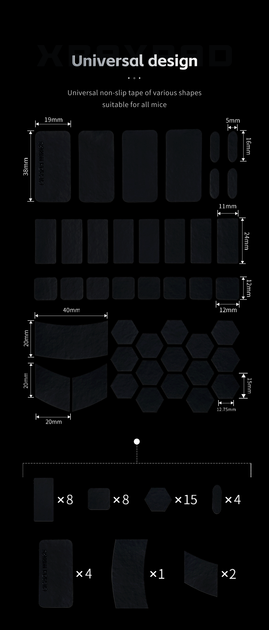 Гріпси наліпки для миші X-Raypad Cicada Wings V2.1 Universal Pre-cut Grip Tape Black - зображення 6