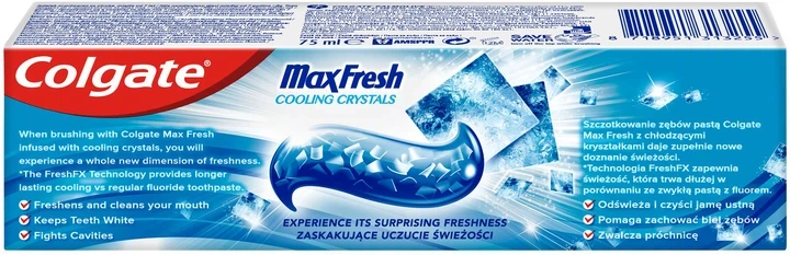 Зубна паста Colgate Max Fresh Cooling Crystals Макс Освіжаюча 100мл - Фото 3 Зубна паста Colgate Max Fresh Cooling Crystals Макс Освіжаюча 100мл - изображение 3