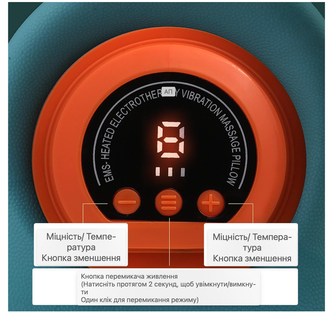 Массажер для шеи Hugterra 4D Шиацу плеч с нагревом, беспроводной, 3 уровня нагрева, для спины, ног портативный голубой - изображение 8