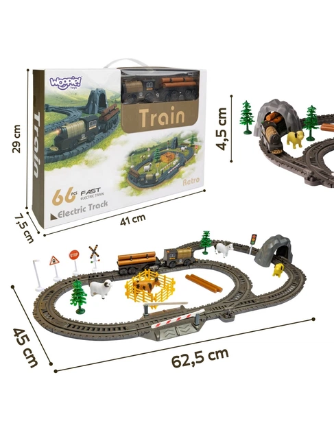 Kolejka elektryczna Woopie Lokomotywa Retro Farma 66 elementów (5906280657345) - obraz 3