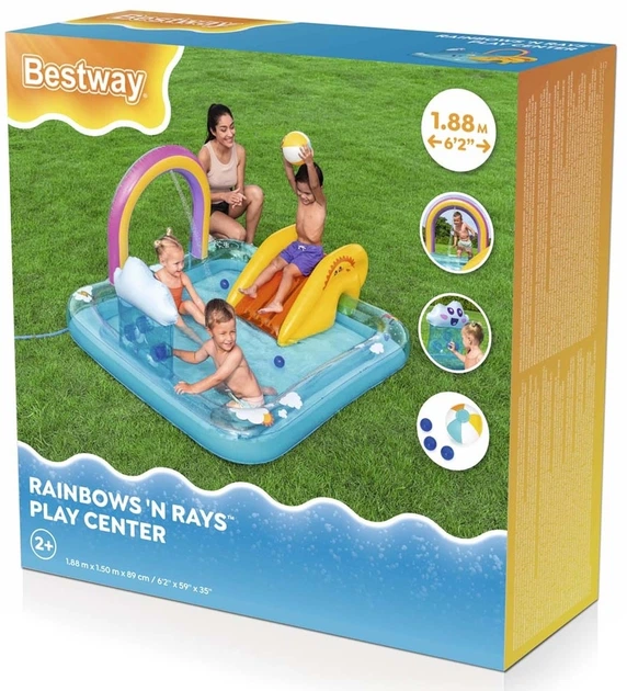 Надувний ігровий майданчик Bestway Веселка з гіркою 188 × 150 × 89 см (6941607395059) - зображення 3