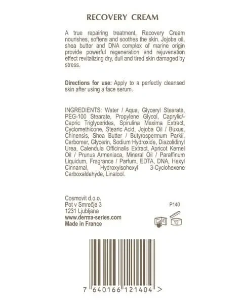 Восстанавливающий тонизирующий крем Derma Series Recoveri Cream 50 мл - Фото 3 Восстанавливающий тонизирующий крем Derma Series Recoveri Cream 50 мл - изображение 3