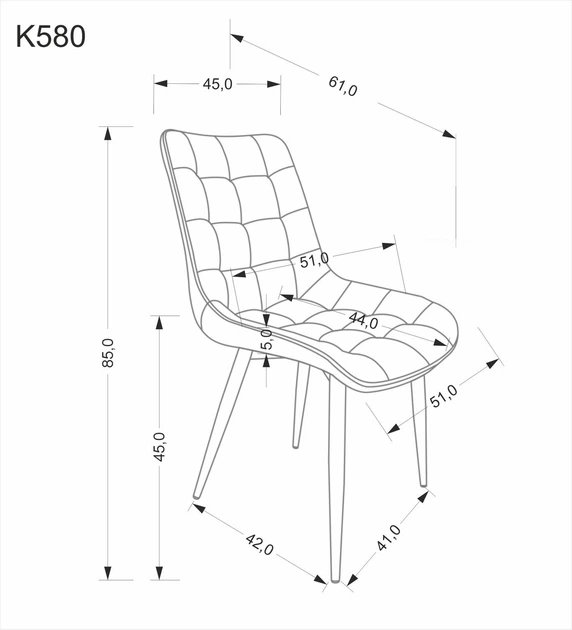 Стілець для кухні та вітальні Halmar K580 Темно-зелений (V-CH-K/580-KR-C.ZIELONY) (5905248136137) - зображення 2