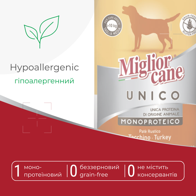 Консервированный корм Morando Migliorcane UNICO Rustic Консервы для собак с индейкой 400 г (m03360) - изображение 2