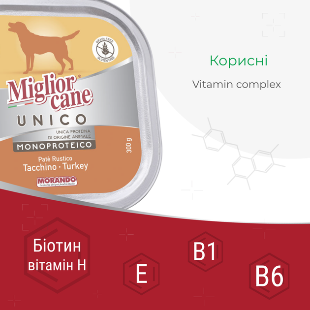 Консервований корм Morando Migliorcane UNICO Вологий корм з індичкою для собак середніх і великих порід 300 г (m02445) - зображення 3