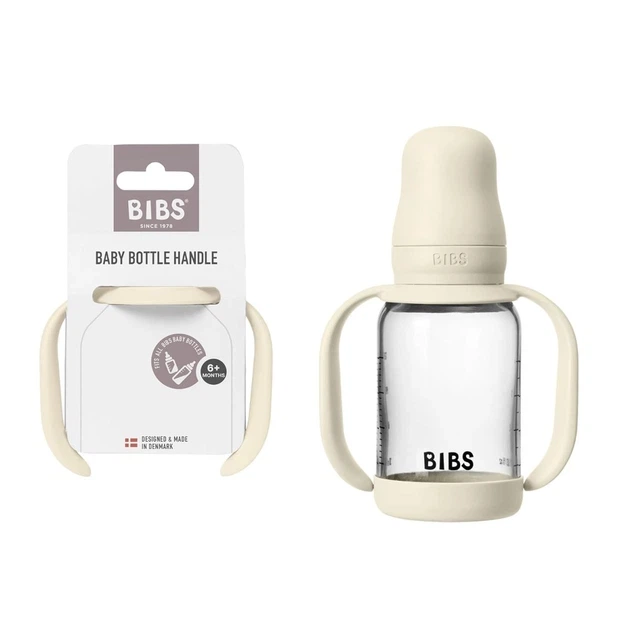 Набір скляна дитяча пляшечка BIBS Baby Glass Bottle Ivory та ручки для тримання 120 ml - изображение 5