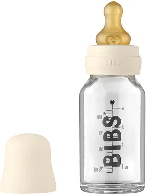Стеклянная бутылочка BIBS Baby Glass Bottle полный комплект Ivory, 120 ml - изображение 6