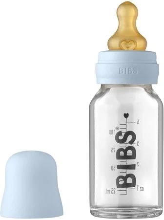 Стеклянная бутылочка BIBS Baby Glass Bottle полный комплект Baby Blue, 120 ml - изображение 9