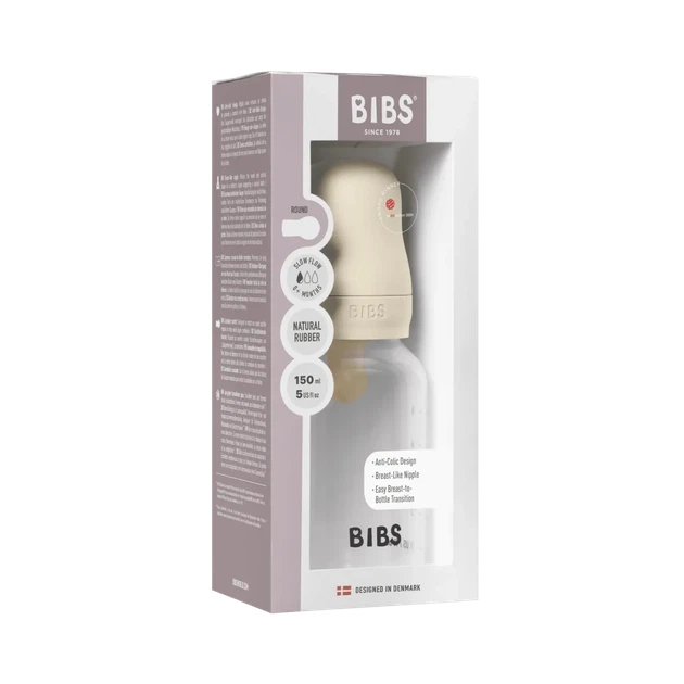 Дитяча пластикова пляшечка BIBS Baby Bottle Round Latex Ivory, 150 ml - изображение 3