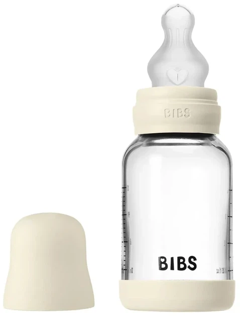 Скляна BIBS Baby Glass Bottle дитяча пляшечка з силіконовою соскою - 120 ml - Ivory - изображение 5
