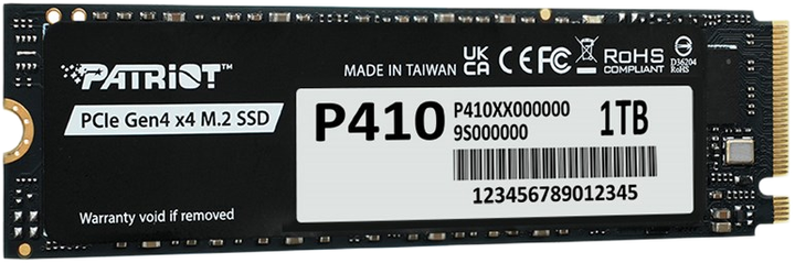 Dysk SSD Patriot Viper P410 1TB PCIe Gen 4.0x4 NVMe 1.4 M.2 (P410P1TBM28H) - obraz 3