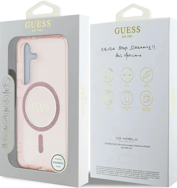 Панель Guess Glitter Circle Classic Logo MagSafe для Samsung Galaxy S25 Pink (3666339449773) - зображення 4