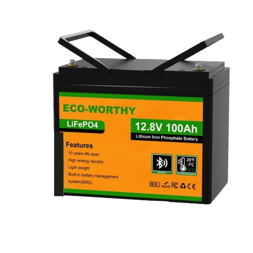 Акумуляторна батарея LiFePO4 Eco-Worthy 12.8В 100А•ч bluetooth Чорний - Фото 1 Акумуляторна батарея LiFePO4 Eco-Worthy 12.8В 100А•ч bluetooth Чорний - зображення 1