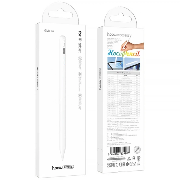 Активный стилус для iPad Hoco GM114 Smart Active Pad с магнитным креплением и защитой от случайных касаний Белый - Фото 5 Активный стилус для iPad Hoco GM114 Smart Active Pad с магнитным креплением и защитой от случайных касаний Белый - изображение 5