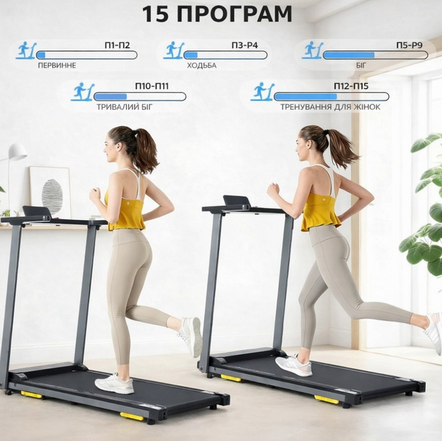 Беговая дорожка Novonova до 12 км/ч LCD-дисплей Bluetooth 15 программ до 120 кг складная черная - Фото 5 Беговая дорожка Novonova до 12 км/ч LCD-дисплей Bluetooth 15 программ до 120 кг складная черная - изображение 5