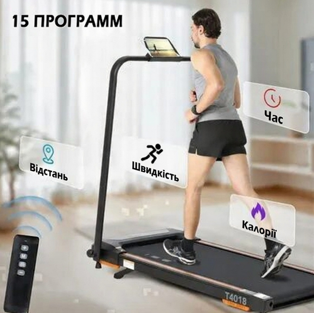 Доріжка бігова ISE до 12 км/год 1200W складна електрична 15 програм тренувань чорна - зображення 5