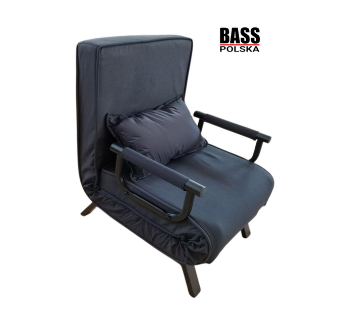 Кресло-кровать раскладная одноместная Bass Polska 2в1 189×55×27 см черное - изображение 9