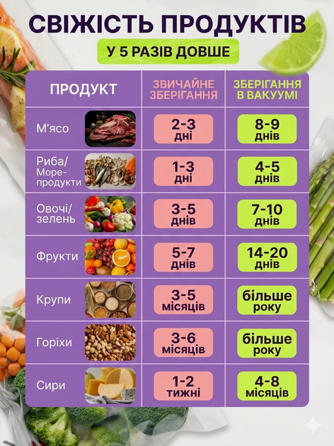 Вакууматор для продуктів потужний 6 режимів роботи, Вакуумний пакувальник + Вбудований різак для пакетів, Чорний - зображення 8
