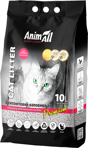 Наполнитель для кошачьего туалета AnimAll Бентонитовый комкующий 8.6 кг (10 л) Белый (4820224500607) - изображение 2
