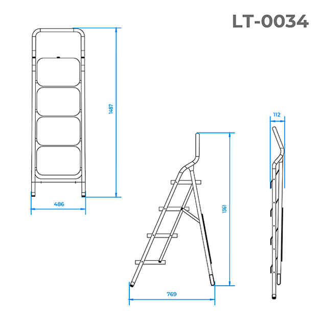 Драбина 4 щаблі 380*260мм висота 1361мм INTERTOOL LT-0034 - зображення 7