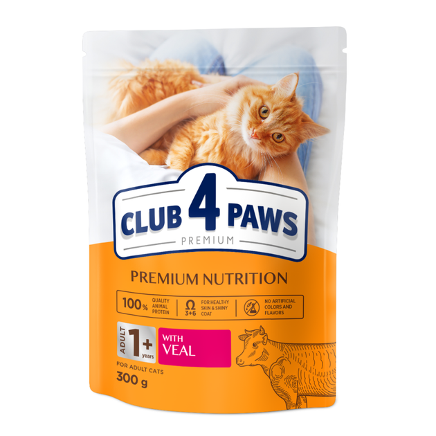 Сухой корм Club 4 Paws Adult Cats With Veal для взрослых кошек с телятиной 300 г (B4610811) - Фото 1 Сухой корм Club 4 Paws Adult Cats With Veal для взрослых кошек с телятиной 300 г (B4610811) - изображение 1