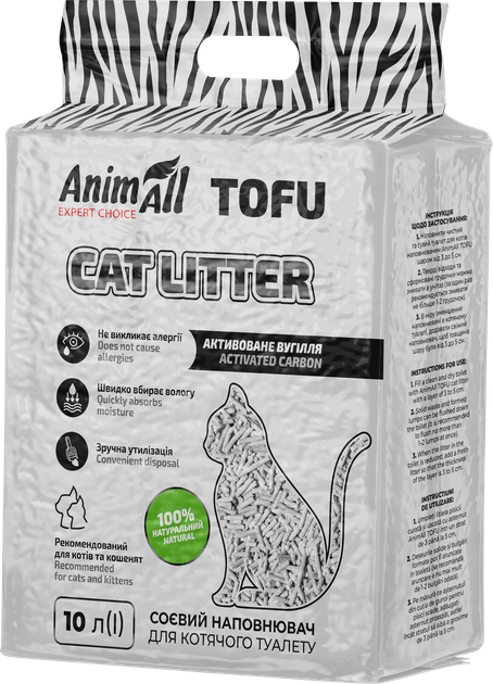 Наполнитель AnimAll Tofu с активированным углем 4.66 кг/10 л (4820224502090) - изображение 2