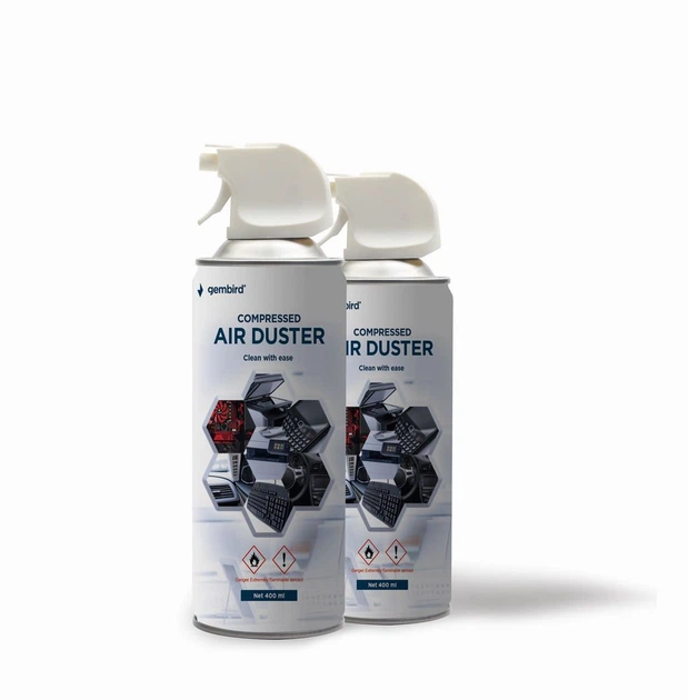 Сжатый воздух для чистки spray duster 400ml Gembird (CK-CAD-FL400-01) - Фото 2 Сжатый воздух для чистки spray duster 400ml Gembird (CK-CAD-FL400-01) - изображение 2