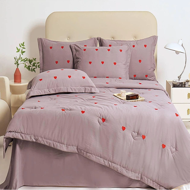 Комплект постільної білизни Italy Quilt Cover Страйп-Сатін з ковдрею літньою 230х200см Бузковий - Фото 1 Комплект постільної білизни Italy Quilt Cover Страйп-Сатін з ковдрею літньою 230х200см Бузковий - зображення 1