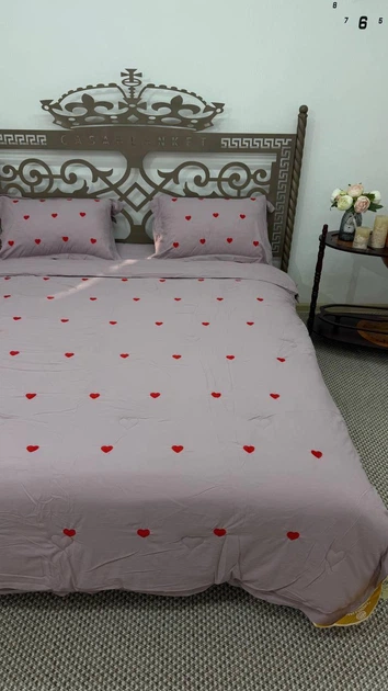 Комплект постільної білизни Italy Quilt Cover Страйп-Сатін з ковдрею літньою 230х200см Бузковий - Фото 3 Комплект постільної білизни Italy Quilt Cover Страйп-Сатін з ковдрею літньою 230х200см Бузковий - зображення 3