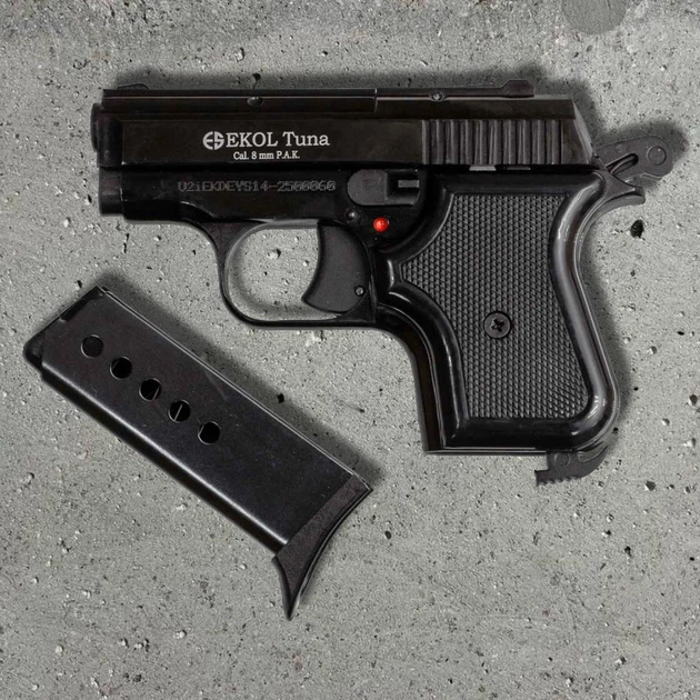 Стартовий пістолет Ekol Tuna 8 mm PA black (Colt Junior) компактний, на 6 патронів, метал - изображение 4