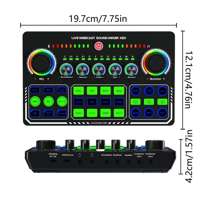 Внешняя звуковая карта X50, аудиоинтерфейс, микшер, Bluetooth адаптер Live Sound Card USB-гарнитура для микрофона - Фото 3 Внешняя звуковая карта X50, аудиоинтерфейс, микшер, Bluetooth адаптер Live Sound Card USB-гарнитура для микрофона - изображение 3