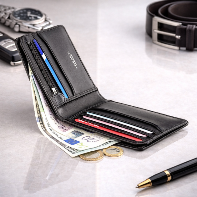 Кошелек кожаный мужской Visconti ENZ78 Girard Компактный Без застежки, Подарочный пакет в комплекте - изображение 2