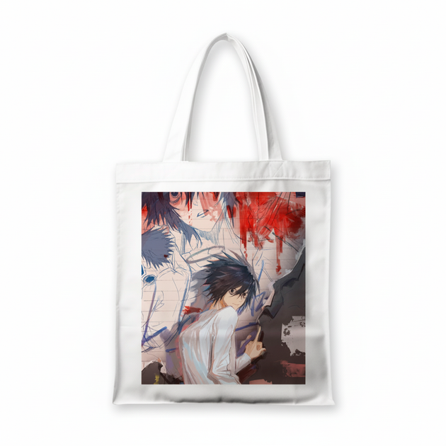 Сумка-шопер Тетрадь смерти Death Note Л 39x35 см белая из габардина 6558 - Фото 1 Сумка-шопер Тетрадь смерти Death Note Л 39x35 см белая из габардина 6558 - изображение 1