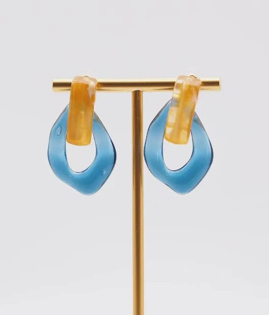 Женские сережки акриловые jewelry Голубые- кофейные - Фото 3 Женские сережки акриловые jewelry Голубые- кофейные - изображение 3