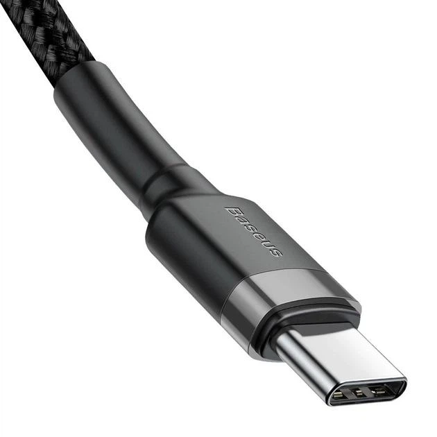 Кабель Baseus Cafule Cable Type-C to Type-C PD2.0 60W Flash charge (20V 3A) 1M Gray Black (CATKLF-GG1) - изображение 3