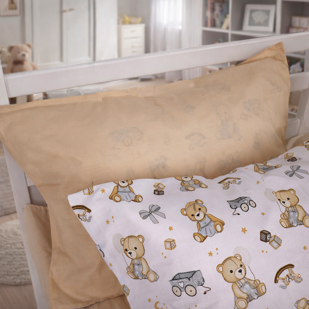 Комплект постільної білизни Mirson Полуторний 143х210 см 17-0917 Little Teddy gray Ranforce Elite (2200012568644) - Фото 3 Комплект постільної білизни Mirson Полуторний 143х210 см 17-0917 Little Teddy gray Ranforce Elite (2200012568644) - зображення 3