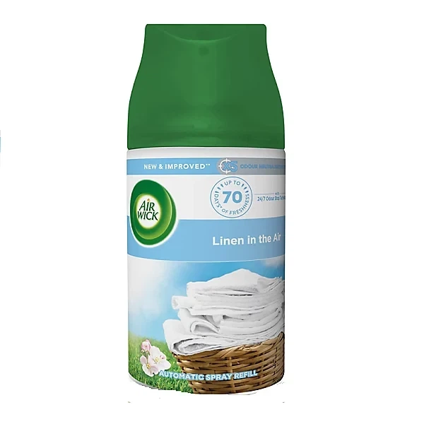 Змінний балон до автоматичного аерозольного освіжувача повітря Air Wick Freshmatic linen in the air, 250 мл - Фото 1 Змінний балон до автоматичного аерозольного освіжувача повітря Air Wick Freshmatic linen in the air, 250 мл - зображення 1