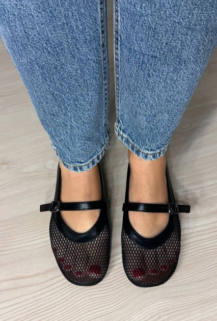 Балетки женские Meideli 300-10 Mary Jane сетка с ремешком 39 черные - Фото 6 Балетки женские Meideli 300-10 Mary Jane сетка с ремешком 39 черные - изображение 6