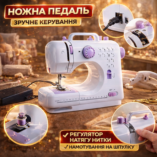 Портативная швейная машина ручная 12в1 FHSM-505 Компактная машина для ремонта тканей дорожная швейная машина для дома подорожника и быстрого ремонта одежды - Фото 3 Портативная швейная машина ручная 12в1 FHSM-505 Компактная машина для ремонта тканей дорожная швейная машина для дома подорожника и быстрого ремонта одежды - изображение 3