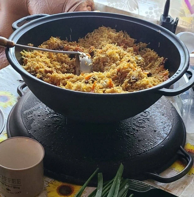 Казан 12л чавунний 40см узбецький WOK з кришкою сковородою чавунна вага 12кг - зображення 11